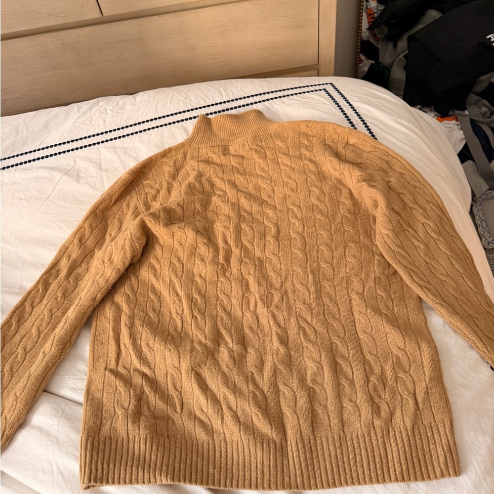 Polo Ralph Lauren Men’s Wool and Cashmere Cable-Knit Half-Zip Sweater in Beige - Picture 6 of 7
